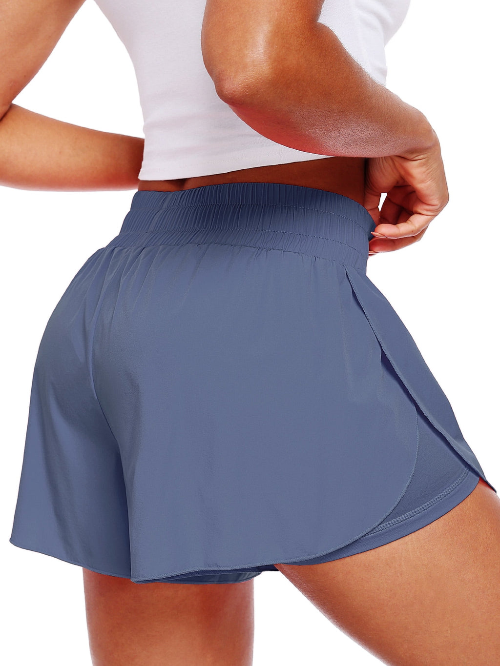 NELEUS Womens 2 in 1 Workout Yoga Shorts for Athletic Gym Running Casual Summer Short with Pocket,Navy Blue,US Size L