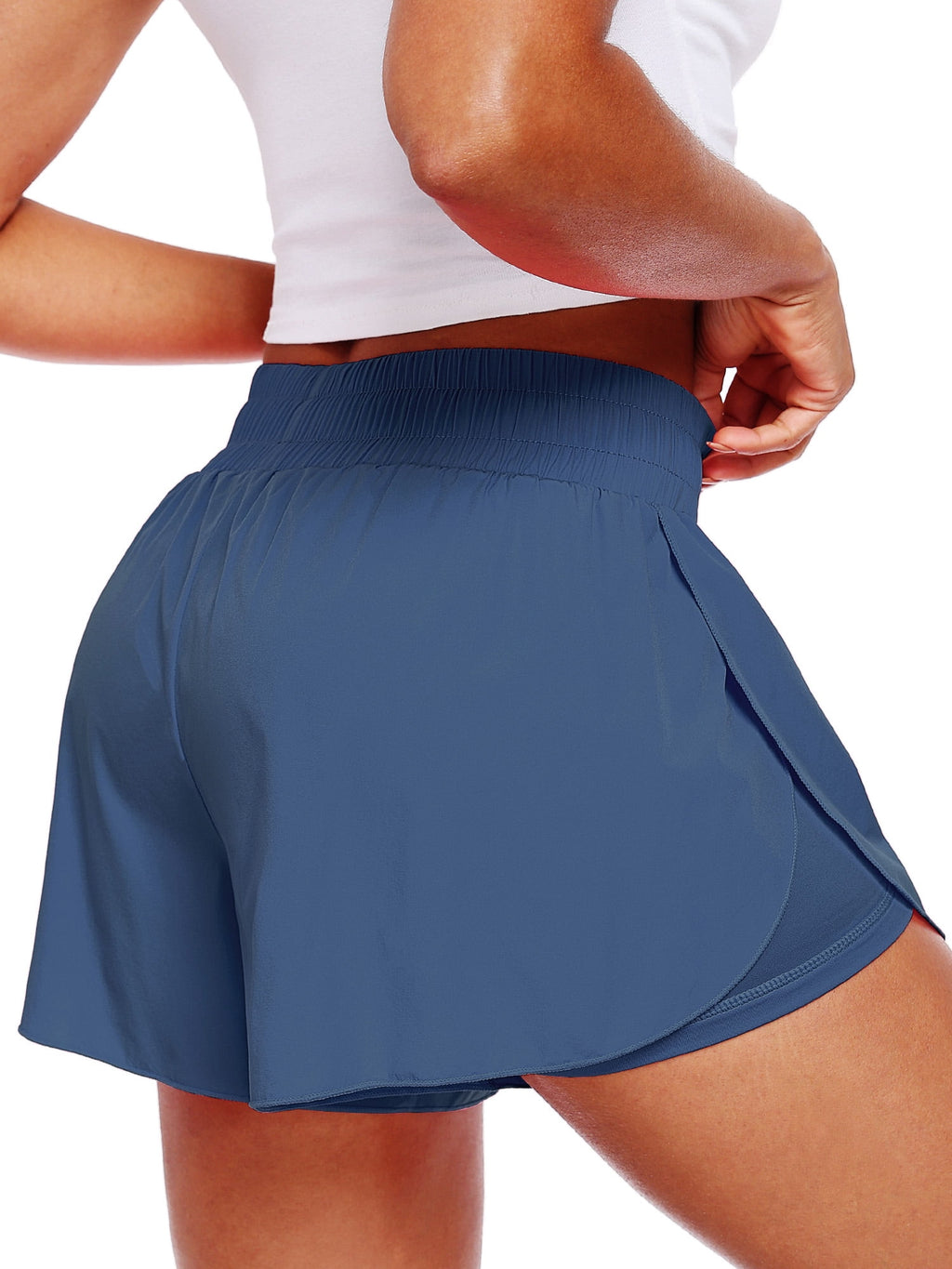 NELEUS Womens 2 in 1 Workout Yoga Shorts for Athletic Gym Running Casual Summer Short with Pocket,Navy Blue,US Size L