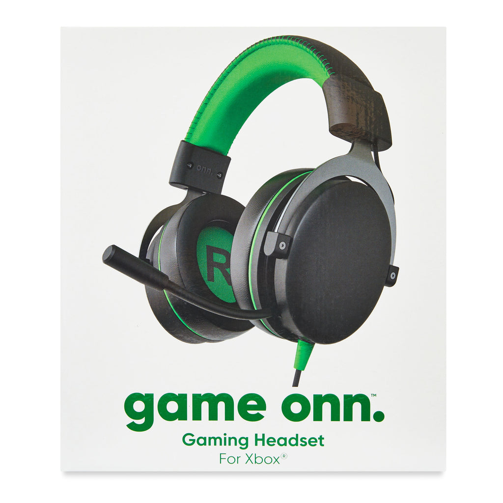 onn Wired Gaming Headset Compatible with Xbox, Black and Green