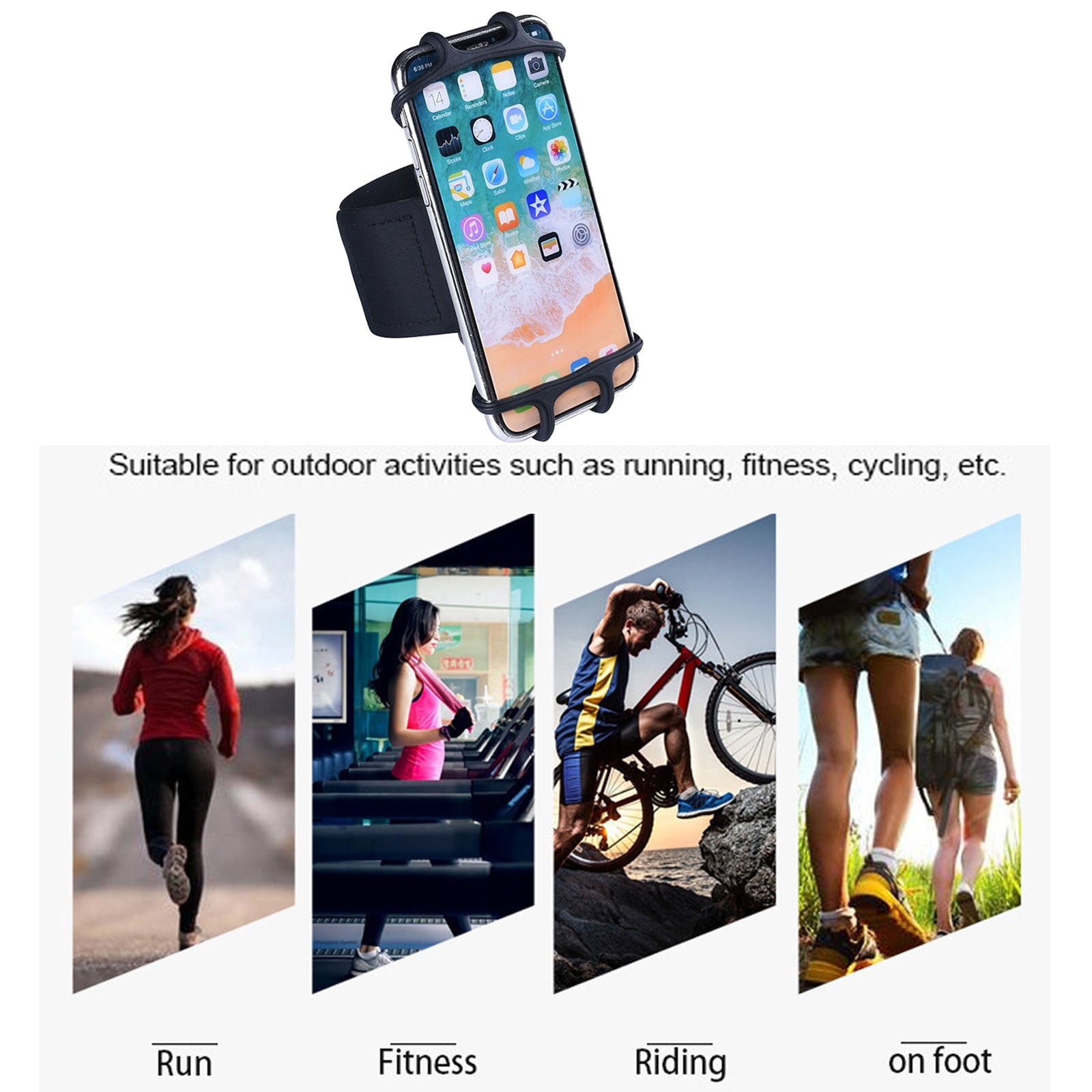 Cell Phone Armband Phone Case Wristband Holder for Running Walking 360° Rotation Forearm Wrist Workout Sports Arm Band Fits Samsung Galaxy A16 A15 A14 A13 A03s Fits iPhone 16e 16 15 14 13 12 Pro