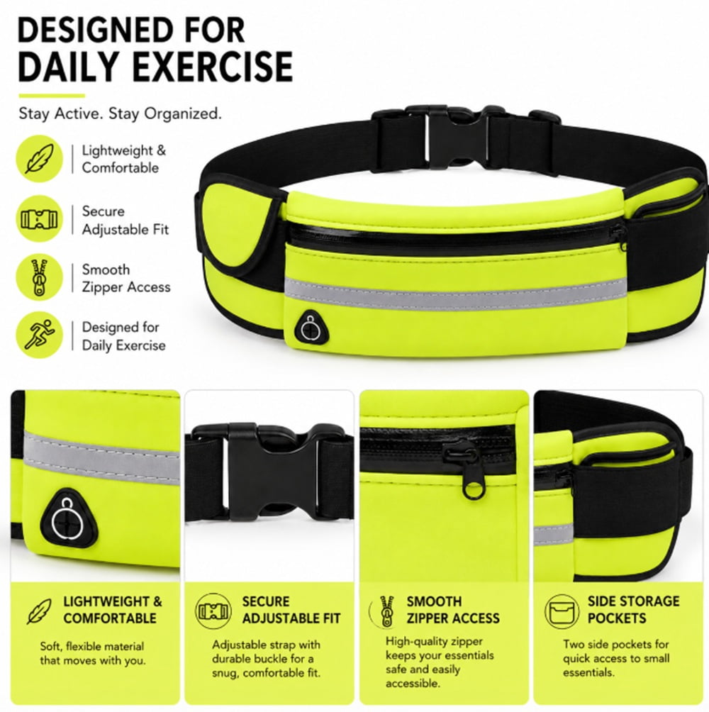 Slim Running Belt Waist Pack, Adjustable Travel Belt Bag for Phone, Keys and Small Essentials, TIKA