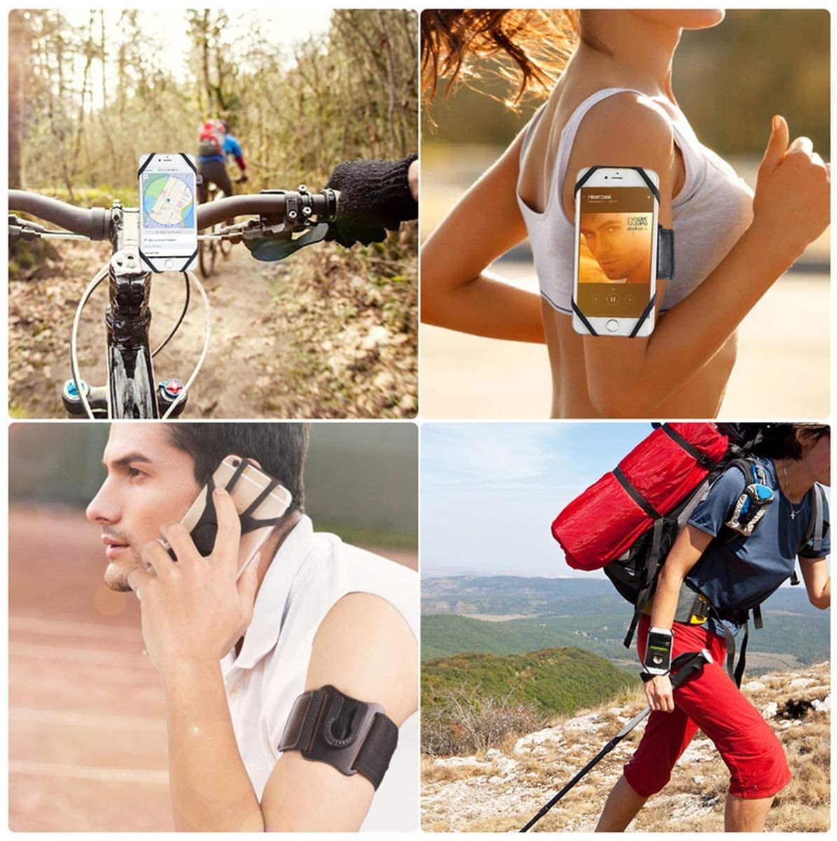 Somnr 3 in 1 Running Phone Armband, 360Rotatable Bike Phone Holder, with Rugged Case, Black