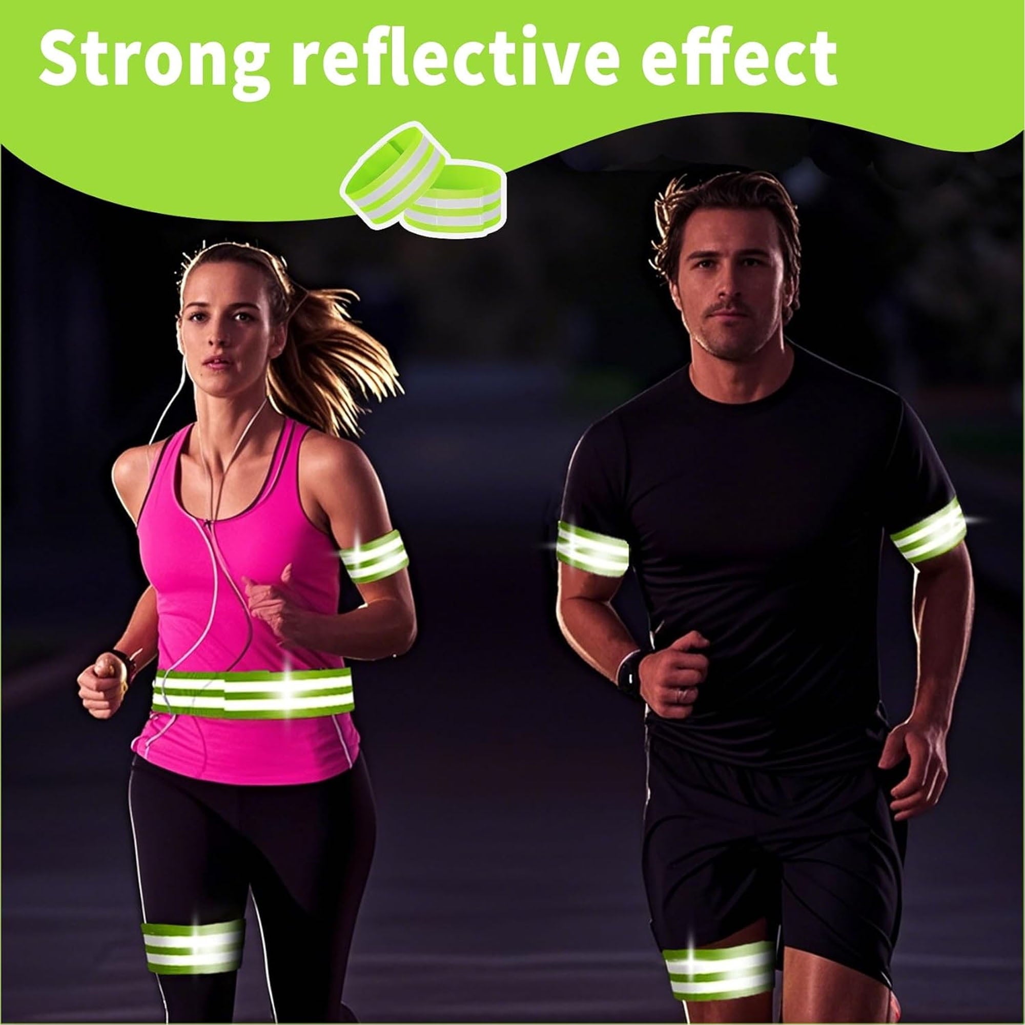 6 packs of reflective ankle straps, reflective bike running wristbands, ankle straps, leg straps, and bike pants cuff clips, can be used as armbands, sports/running equipment accessories
