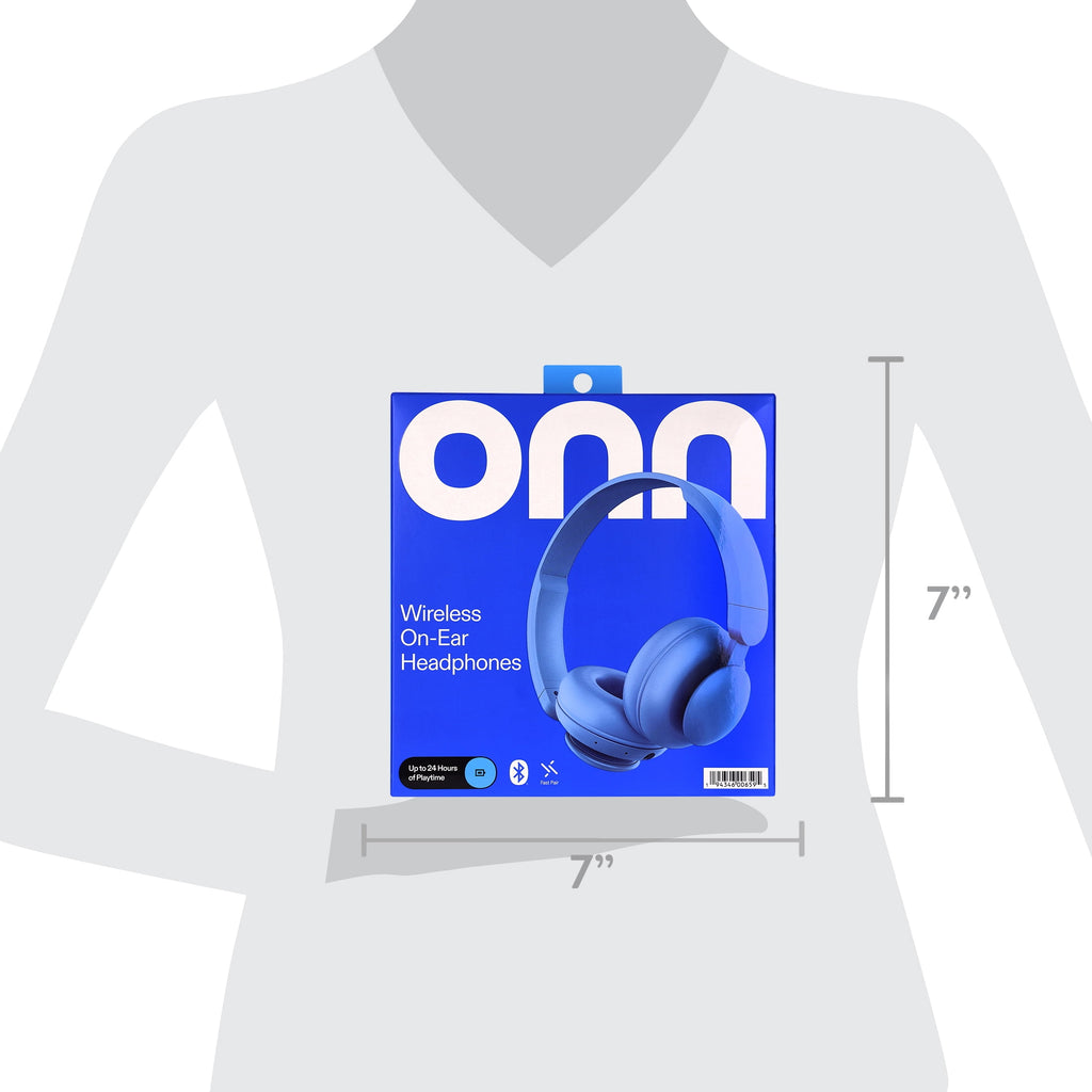 onn Wireless On-ear Headphones with Bluetooth, Black