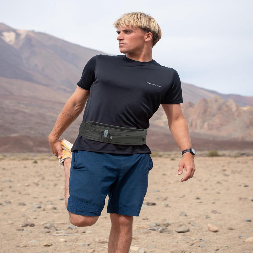 WATERFLY Unisex Adjustable Non-Slip Jogging Exercise Fitness Nylon Running Waist Belt,Black