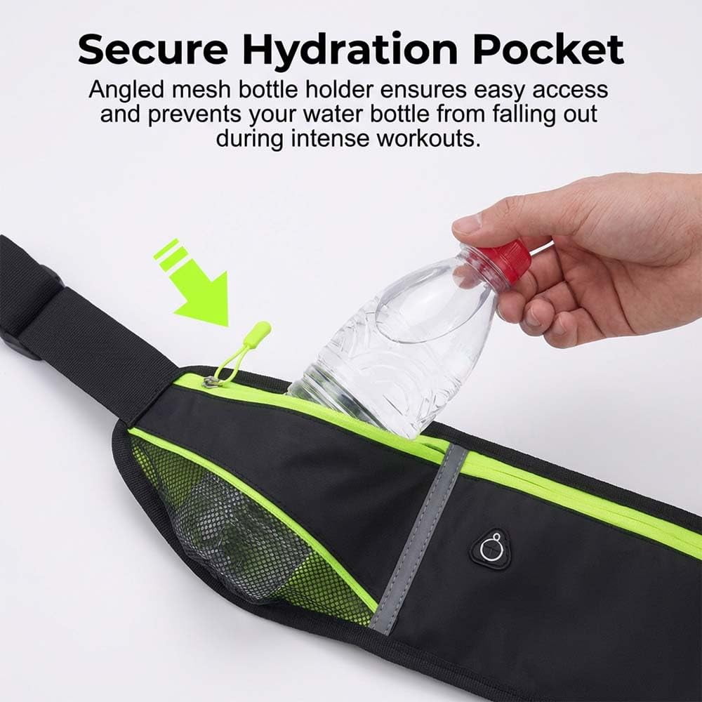 Anti-theft Invisible Waist Bag, Waterproof Running Fanny Pack with Water Bottle Holder, Reflective Adjustable Waist Belt Bag, Lightweight Outdoor Sports Pouch for Men Women Travel Hiking