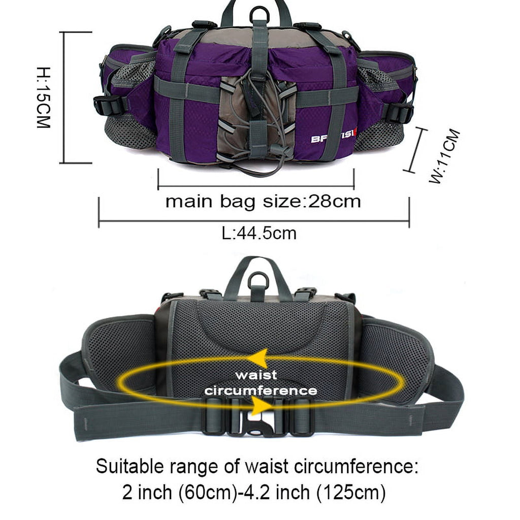 Running Bags Outdoor Fanny Pack Hiking Camping Biking Waterproof Waist Pack 2 Water Bottle Holder Sports Bag for Women Men Black