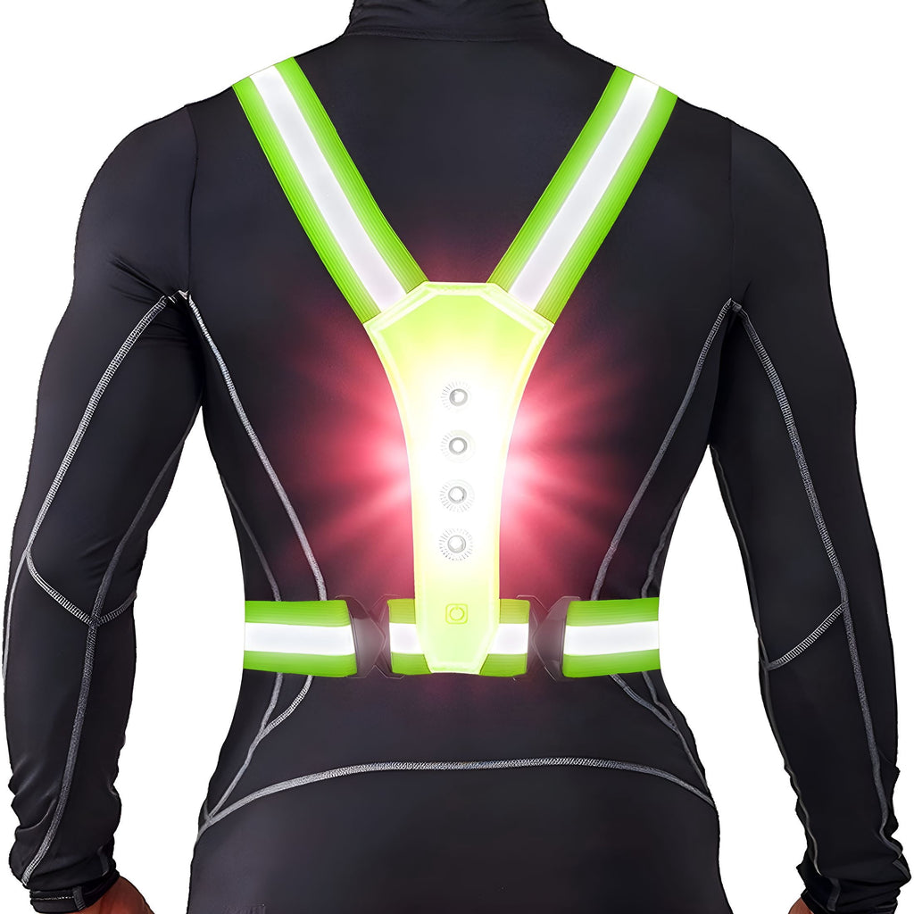 GJX 2026 New Led Reflective Running Vest,High Visibility Warning Lights for Runners,Adjustable Elastic Safety Gear Accessories for Men/Women Night Running,Walking,Cycling/Biking