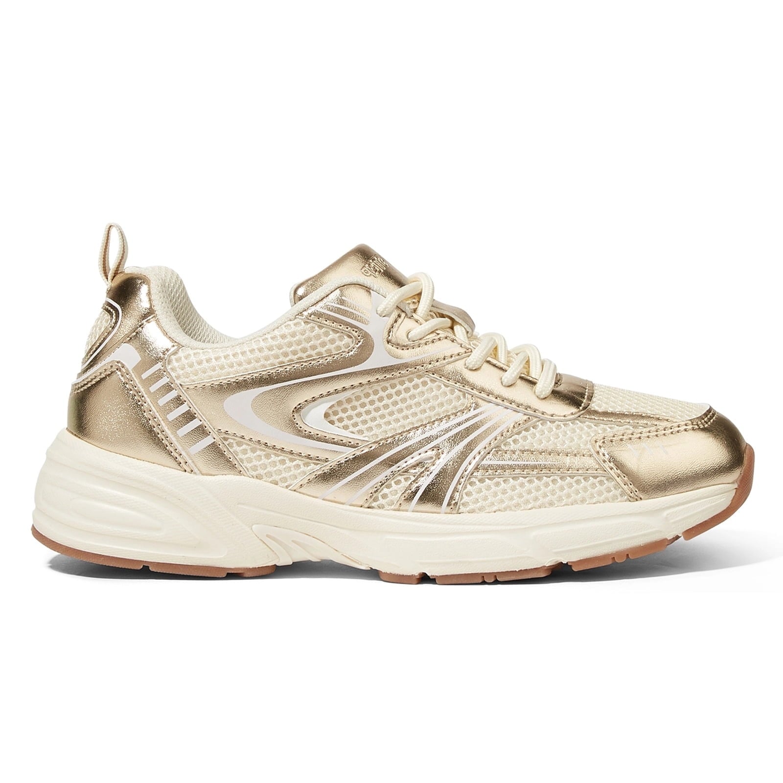 LUCKY STEP Lace Up Mesh Lightweight Fashion Sneakers Casual Running Shoes,Gold,Womens