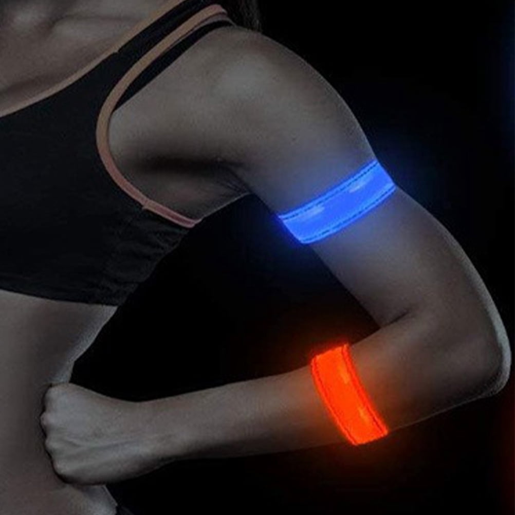 LULULION 2Pcs Rechargeable Red Reflective Running Gear Adjustable Lightweight Nylon LED Armband