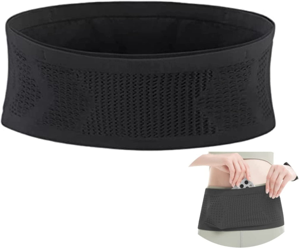 Scheam Slim Running Belt | Travel Money Belt | Waist Bag | Running Waist Pack | Slim Fanny Pack for Running | Hidden Pockets for Travel (Black, m)