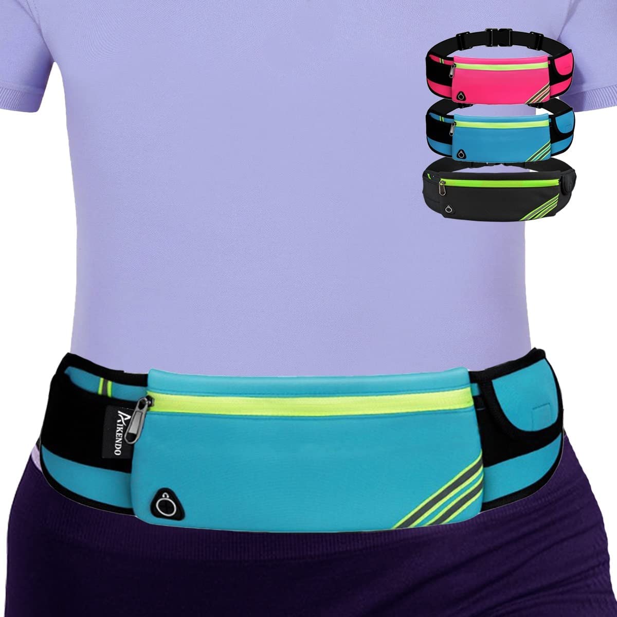 Slim Running Belt Fanny Pack,Waist Pack Bag for Hiking Cycling Workout,Reflective Runners Belt Jogging Pouch,Travelling Money Phone Holder for Running Gear Accessories