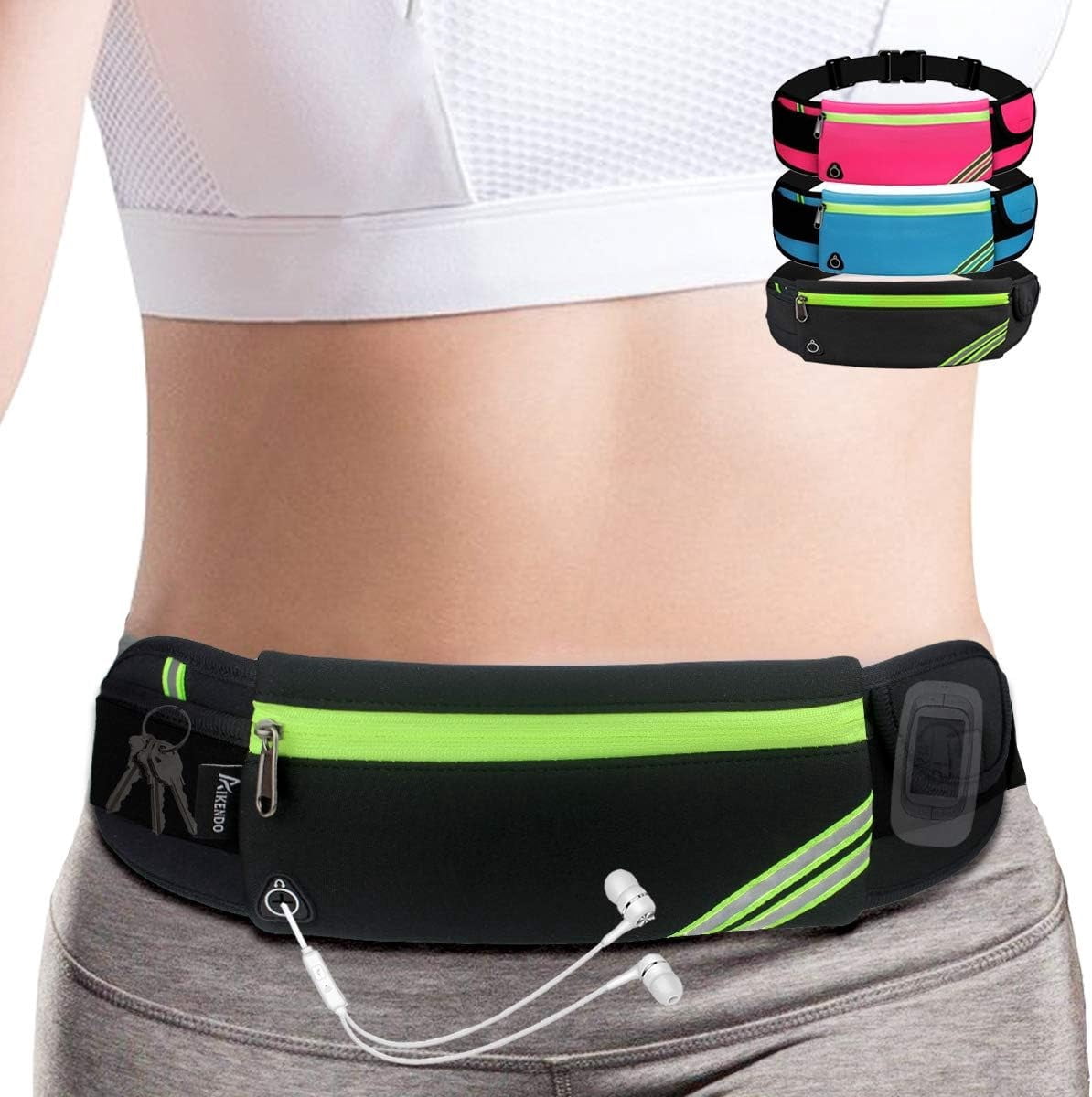 Slim running belt waist bag mobile phone holder money belt female and male | hiking cycling exercise travel waist bag, reflective runner with jogging bag, sports equipment accessories