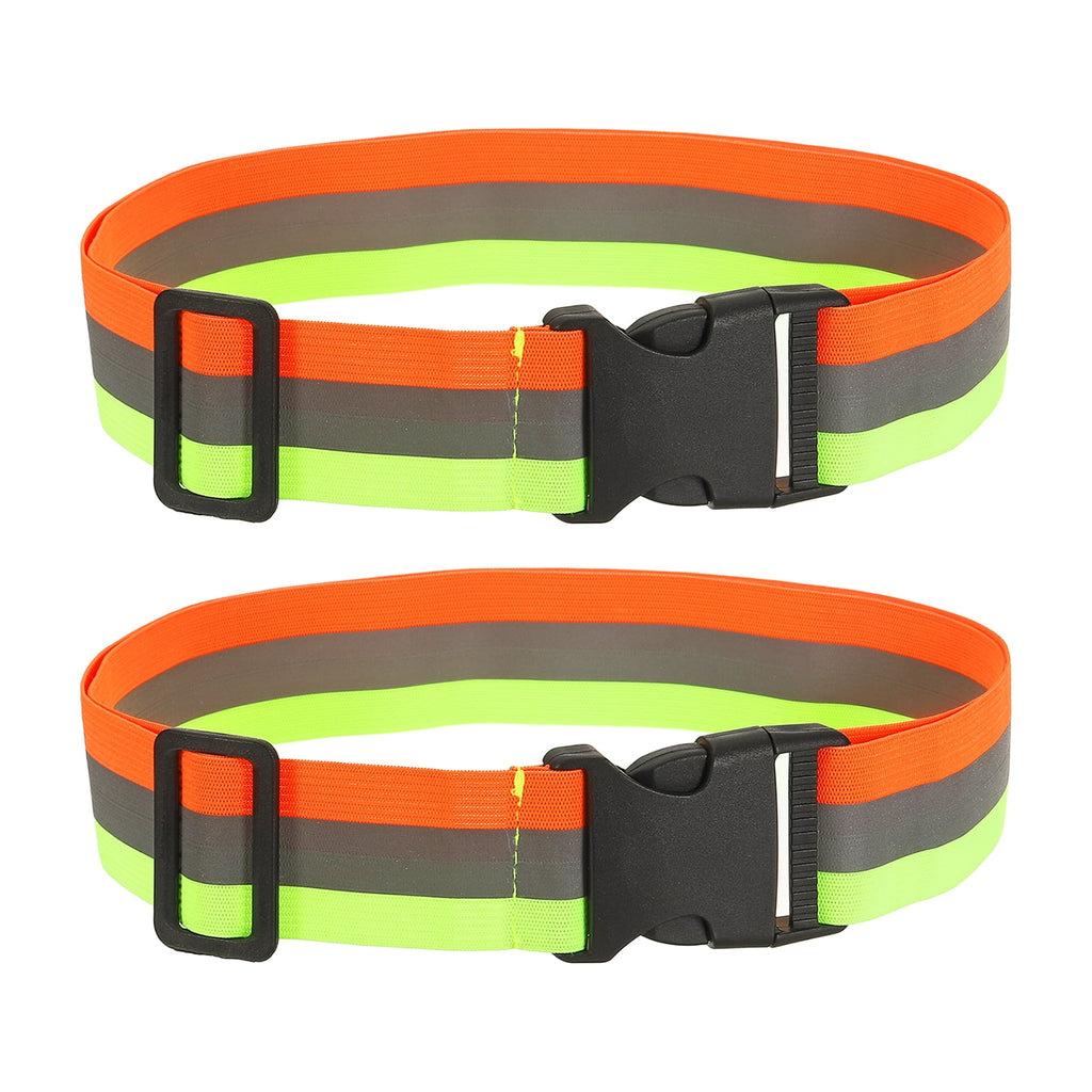 Uxcell Reflective Safety Belt, Adjustable High Visibility Glow Belt Outdoor Running Gear Accessories Fit For (Running/Walking/Cycling), 43.3 x 1.6" & 2 Pcs & Yellow Orange