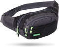 Viaky Black Crossbody Workout Waist Pack 4 Zipper Pockets, Running Belt Fanny Bag for Hands Free Sports Travel & Casual Use, Adjustable Strap Pouch Ideal Gifts for All Phone Carrying Enthusiasts