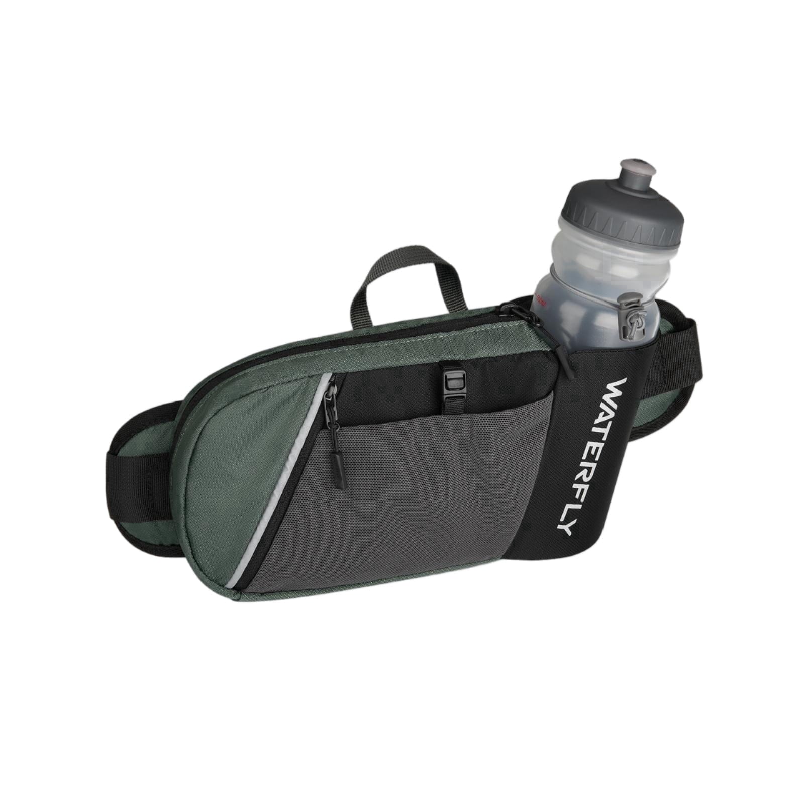 WATERFLY Unisex with Bottle Holder Running Walking Hiking Nylon Fanny Pack Waist Bag,,Blue