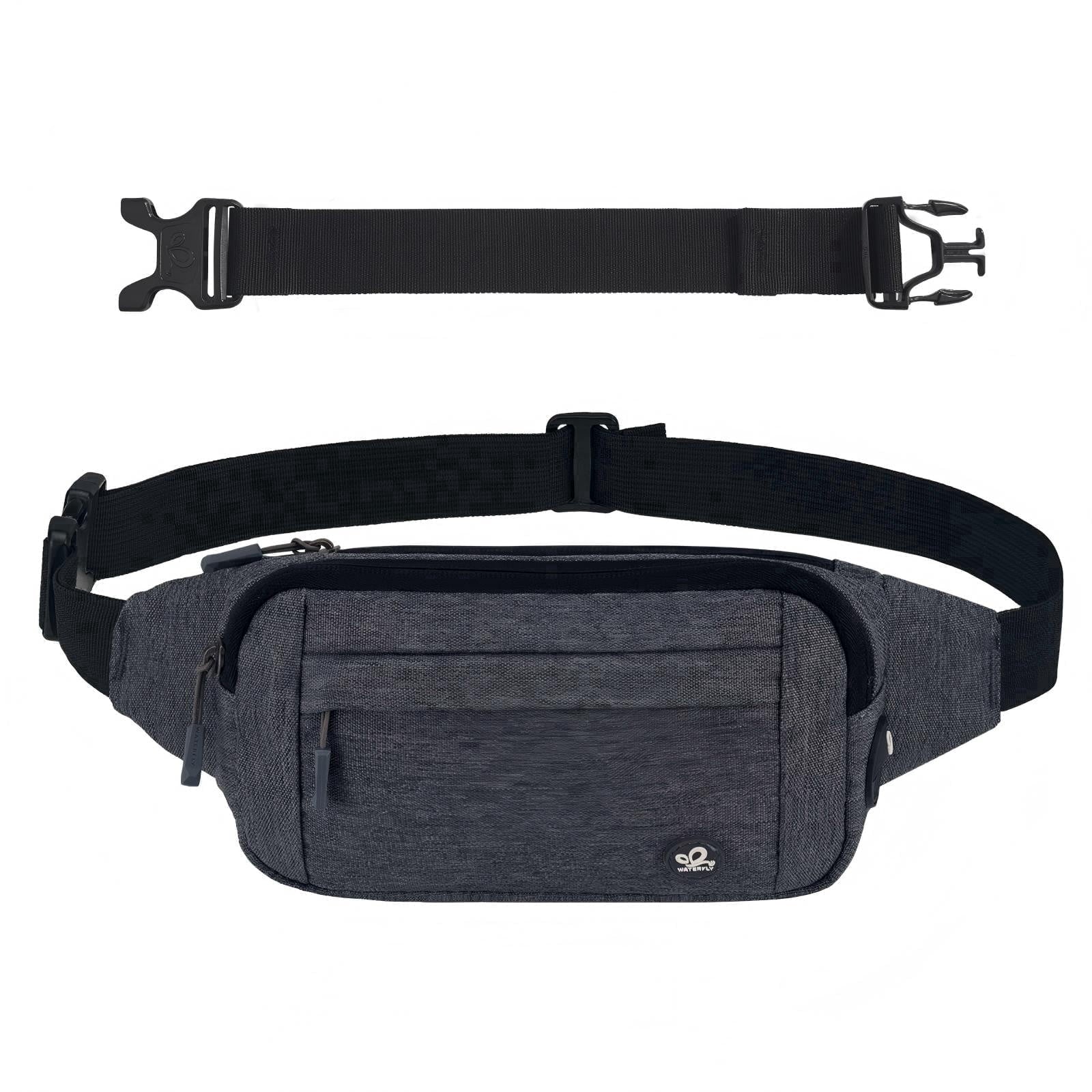 WATERFLY Unisex Lightweight Running Hiking Jogging Nylon Fanny Pack Waist Bag-Dark Blue