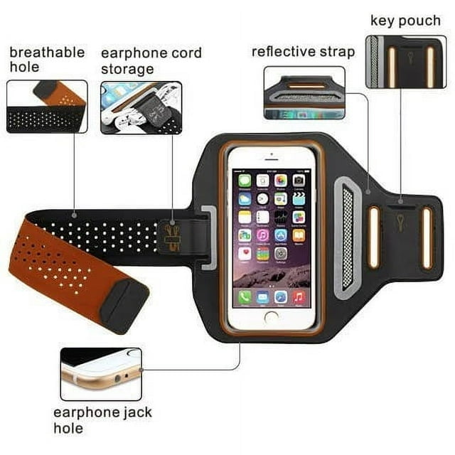 Water Resistant Cell Phone Armband Case Running Holder for iPhone Pro Max Plus (15/14/13/12/11/X/XS/XR/SE) Galaxy S Ultra Plus Edge Note (S24/S23/S22/S21/20/10/9) Adjustable Strap & Key Pocket - Green