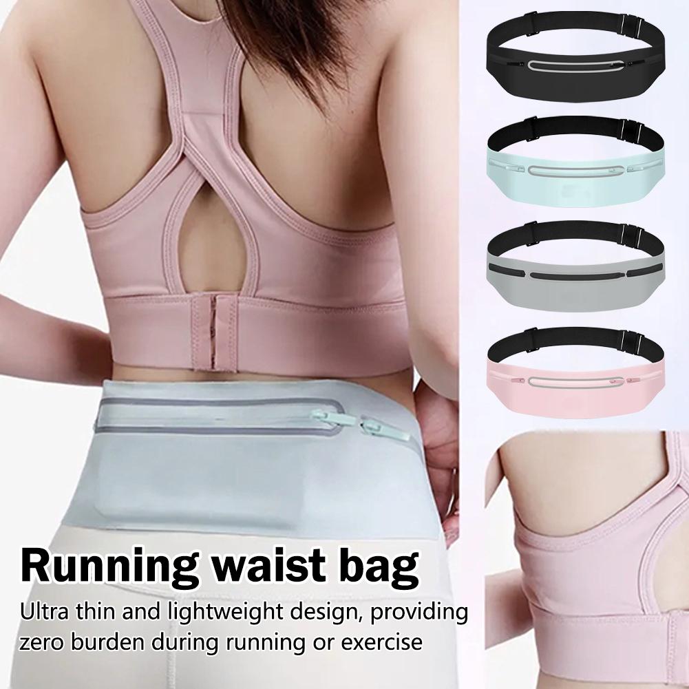Slim Running Belt Waist Bag for Men & Women - Waterproof Fanny Pack with Multiple Pockets for Phone, Keys, Cards - Adjustable Anti-Slip Strap for Jogging, Travel, Gym