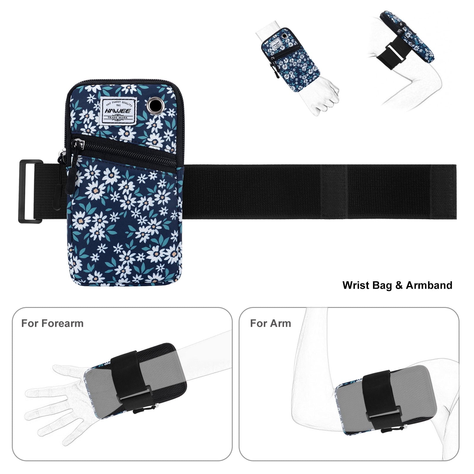 HAWEE Cell Phone Arm Bands Bag for Women Sports Running Pouch Hold Smartphone 6.28 Inches Full-screen, Colorful Flower
