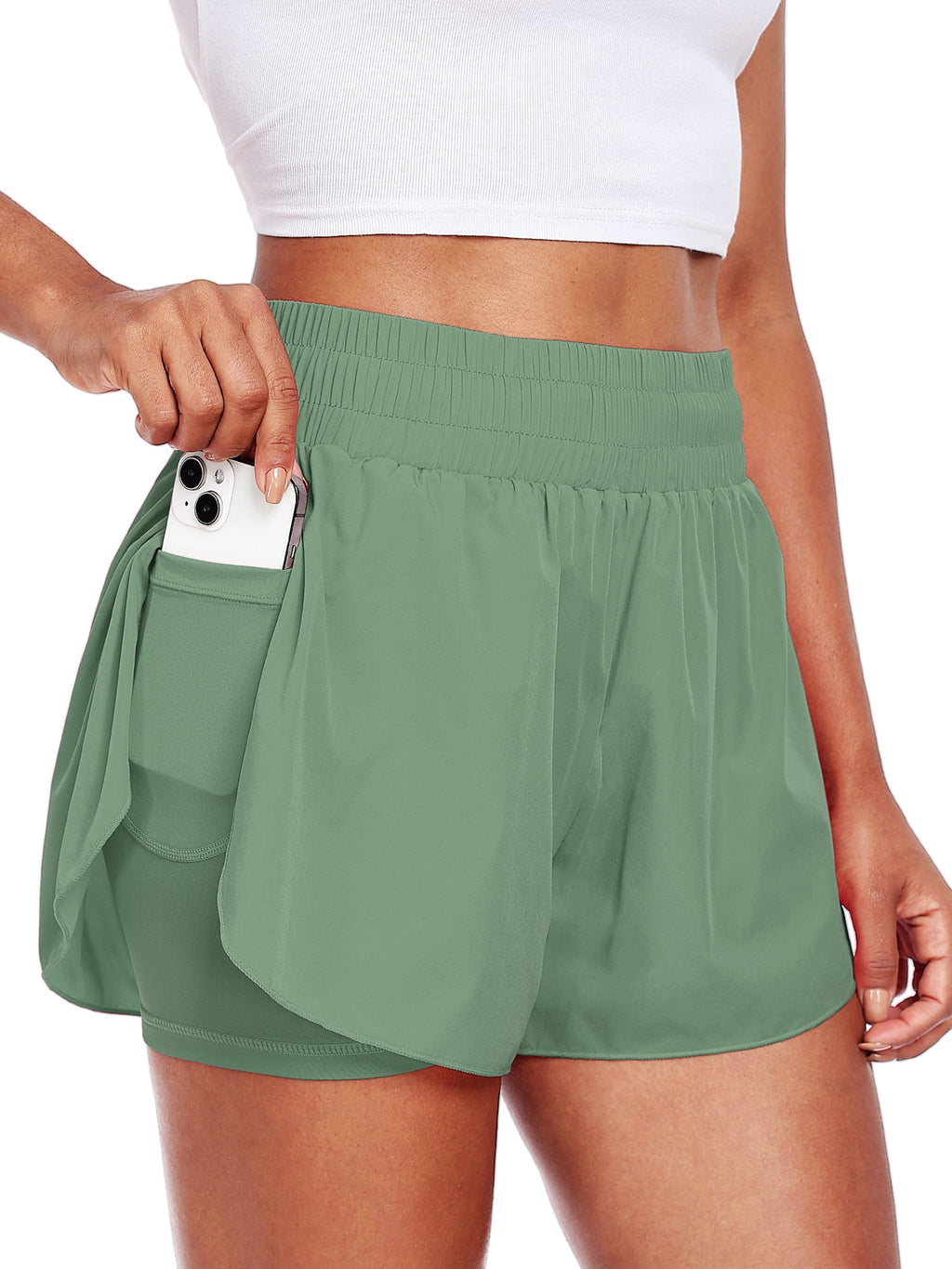 NELEUS Womens 2 in 1 Workout Yoga Shorts for Athletic Gym Running Casual Summer Short with Pocket,Navy Blue,US Size L