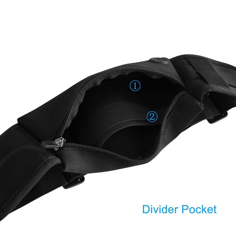 IClover Running Waist Bag Fanny Pack / Hip Pack Pouch for Man Women Sports Travel Hiking / Money for iPhone 16/15/14/ Pro Max/13/12/Pro/Max Samsung Note 20/S23 Ultra/Plus Black All Sizes