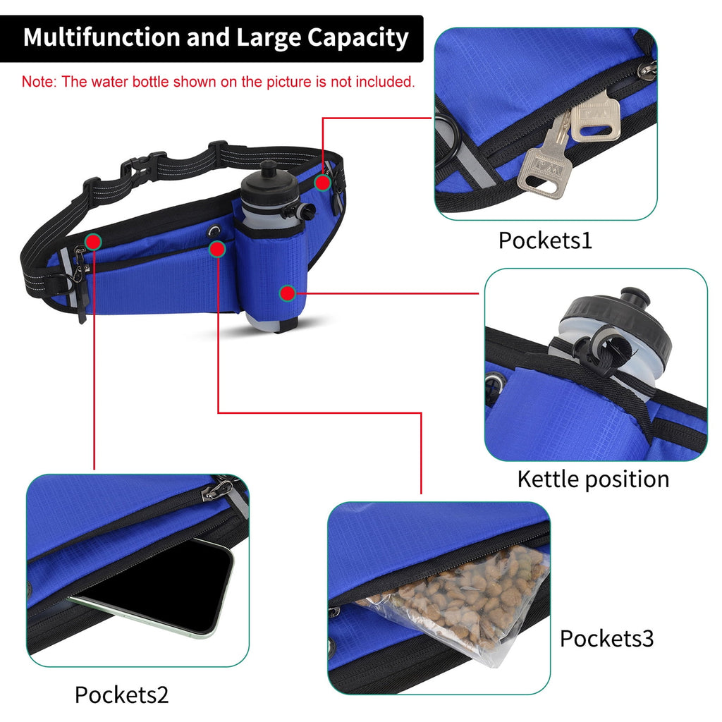NFTIGB Running Belt Waist Pack Adjustable Hydration Bag with Water Bottle Holder for Runners Men Women, Black (10.63 inches / 27 cm)
