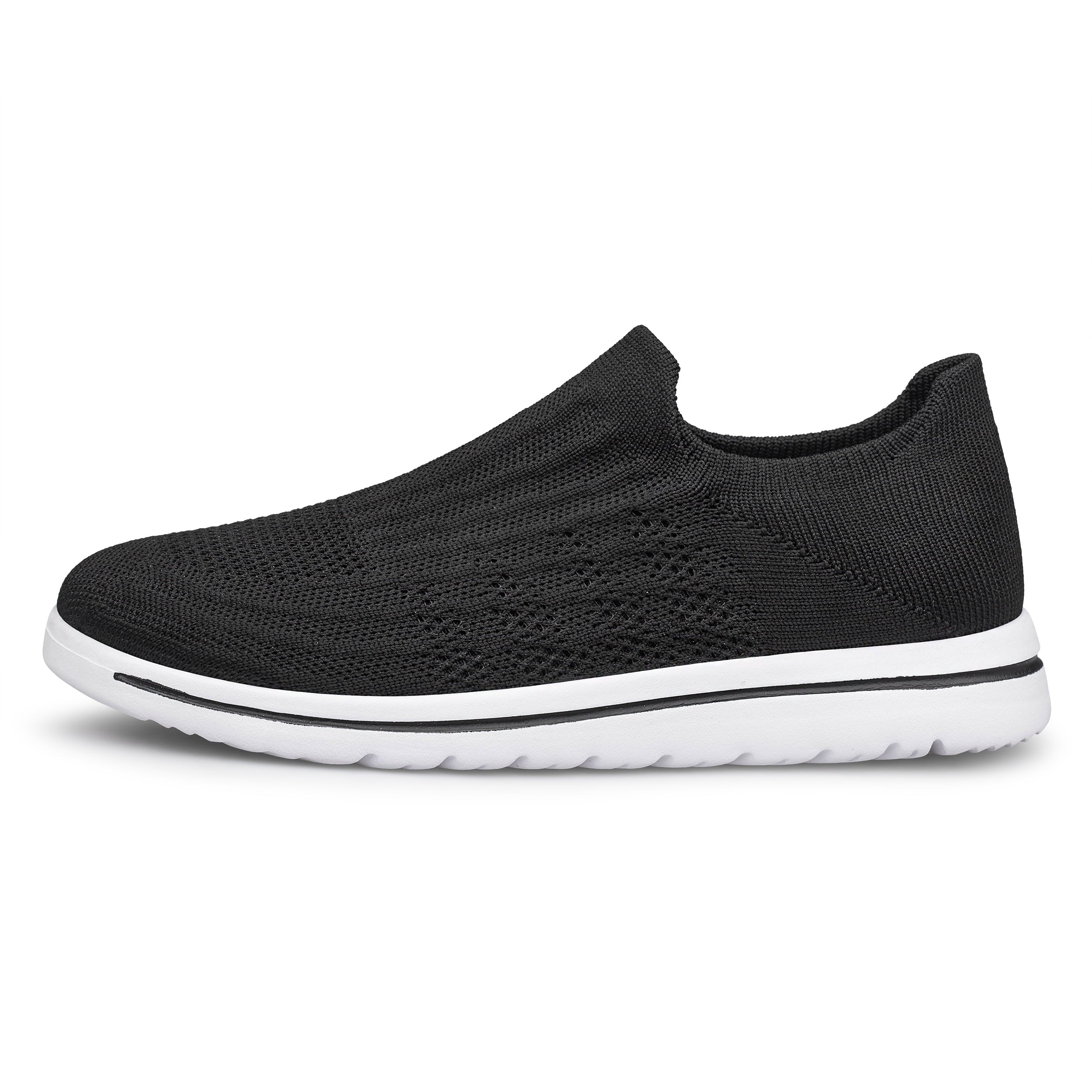 Unisex Sock Walking Shoes Wide Toe Box Slip-on Mens Running Shoe Womens Lightweight Casual Fashion Sneakers Black 8Women/6Men