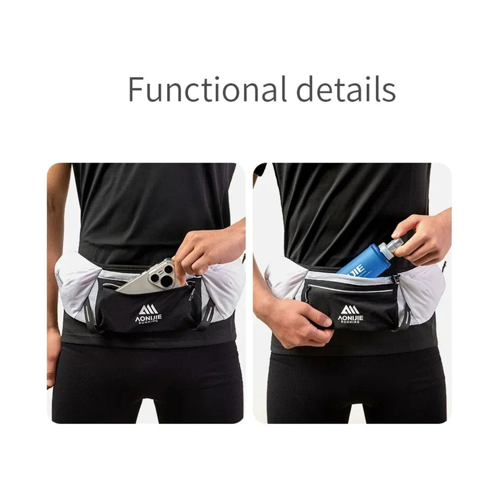 AONIJIE Running Waist Pack, 125g Lightweight Fitness Belt Bag with 500ml Soft Flask, Bounce-Free Workout Hydration Belt for Men & Women, Model W8138