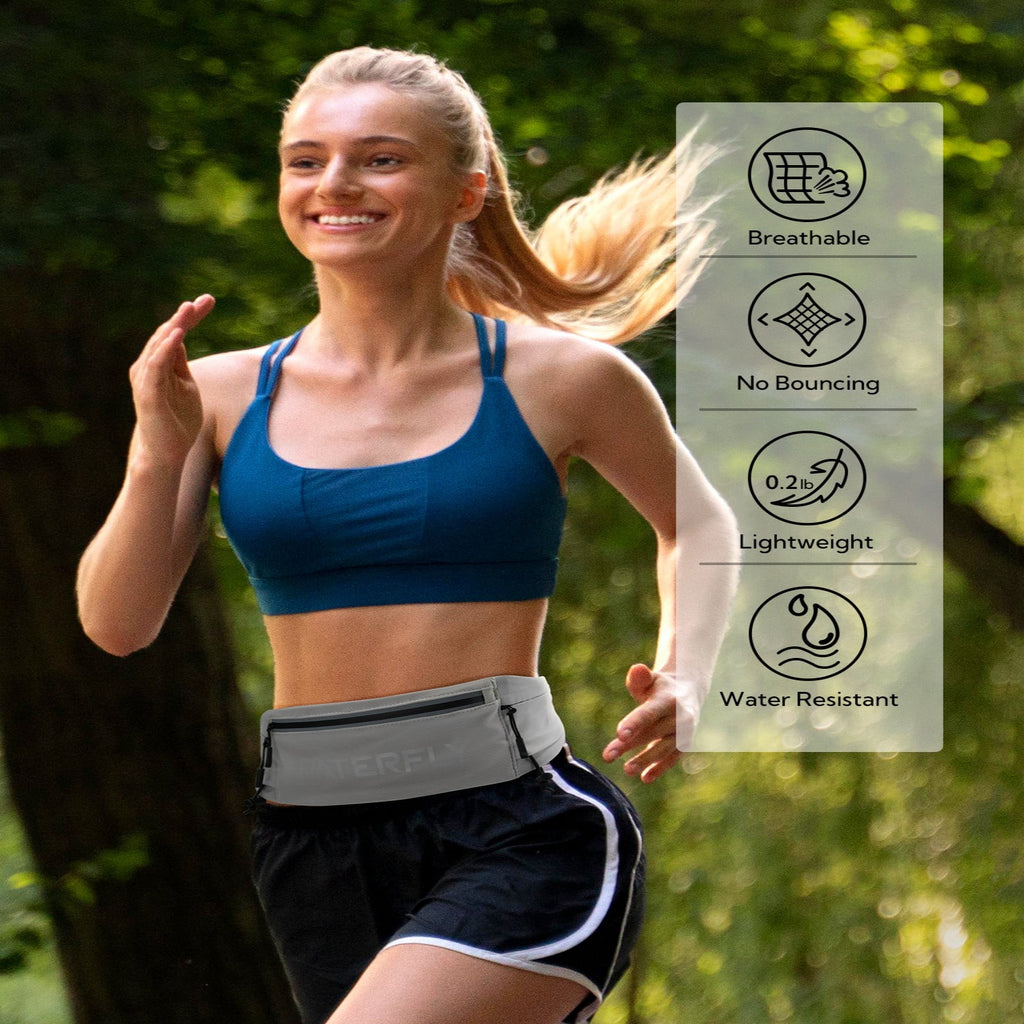 WATERFLY Unisex Adjustable Sports Jogging Fitness Nylon Running Waist Belt Band,Black