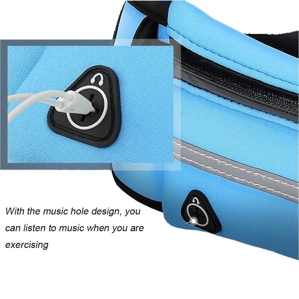 Anti Theft Running Waist Belt, Invisible Pouch for Phone, Reflective Strip & Headphone Jack, Adjustable Waist Pack for Cycling, Travel, and Fitness