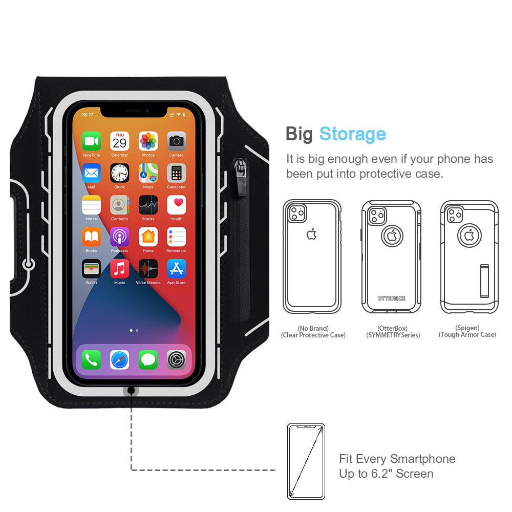 JEMACHE Running Armband for iPhone 16 15 14 Pro Max/Plus, Samsung Galaxy S25 S24 S23 Ultra/Plus/FE, Gym Workouts Arm Band (Black)
