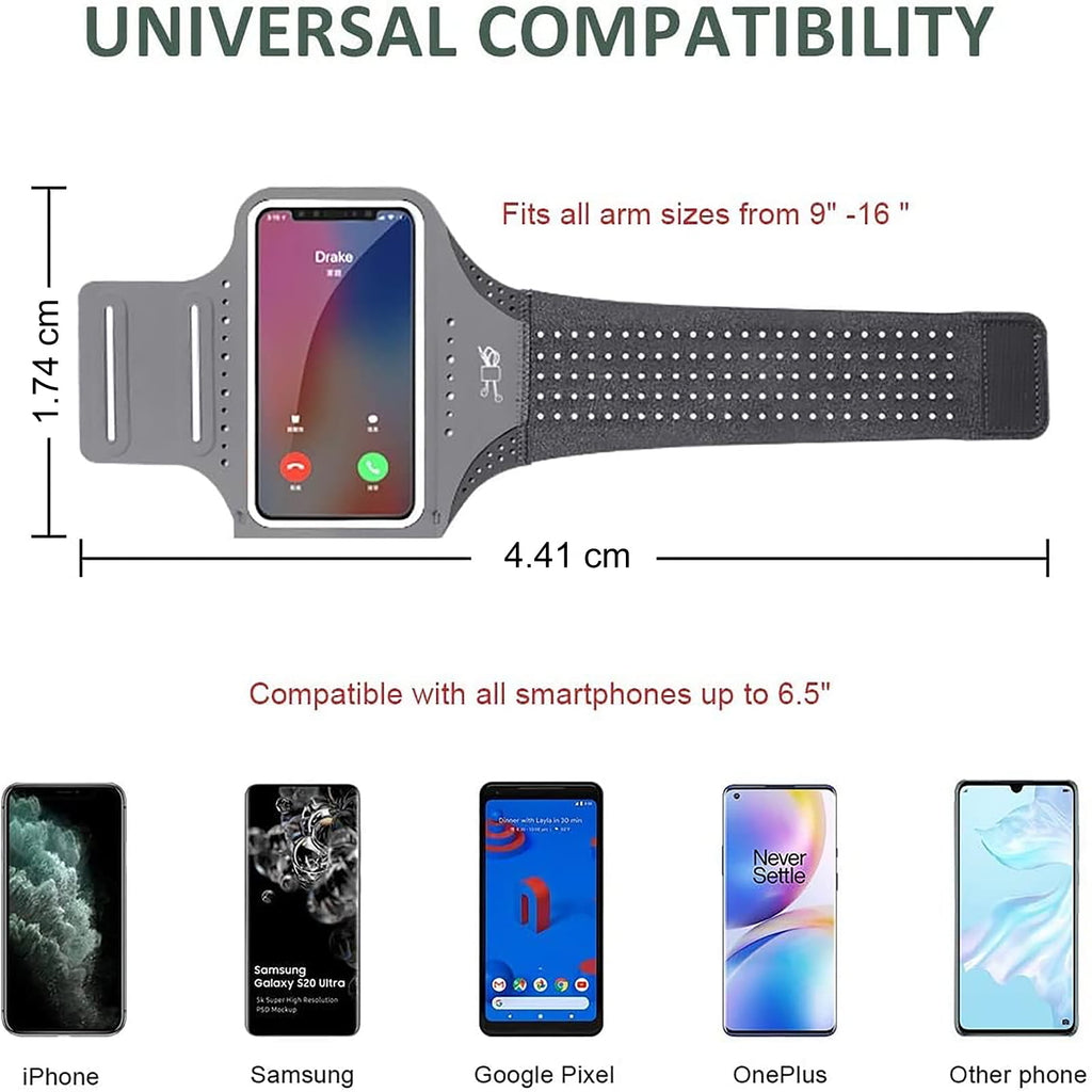 MATEPROX Sweatproof Cell Phone Armband, Running Phone Holder for iPhone 16 15 14 13 Pro XR SE S22 S24, Black