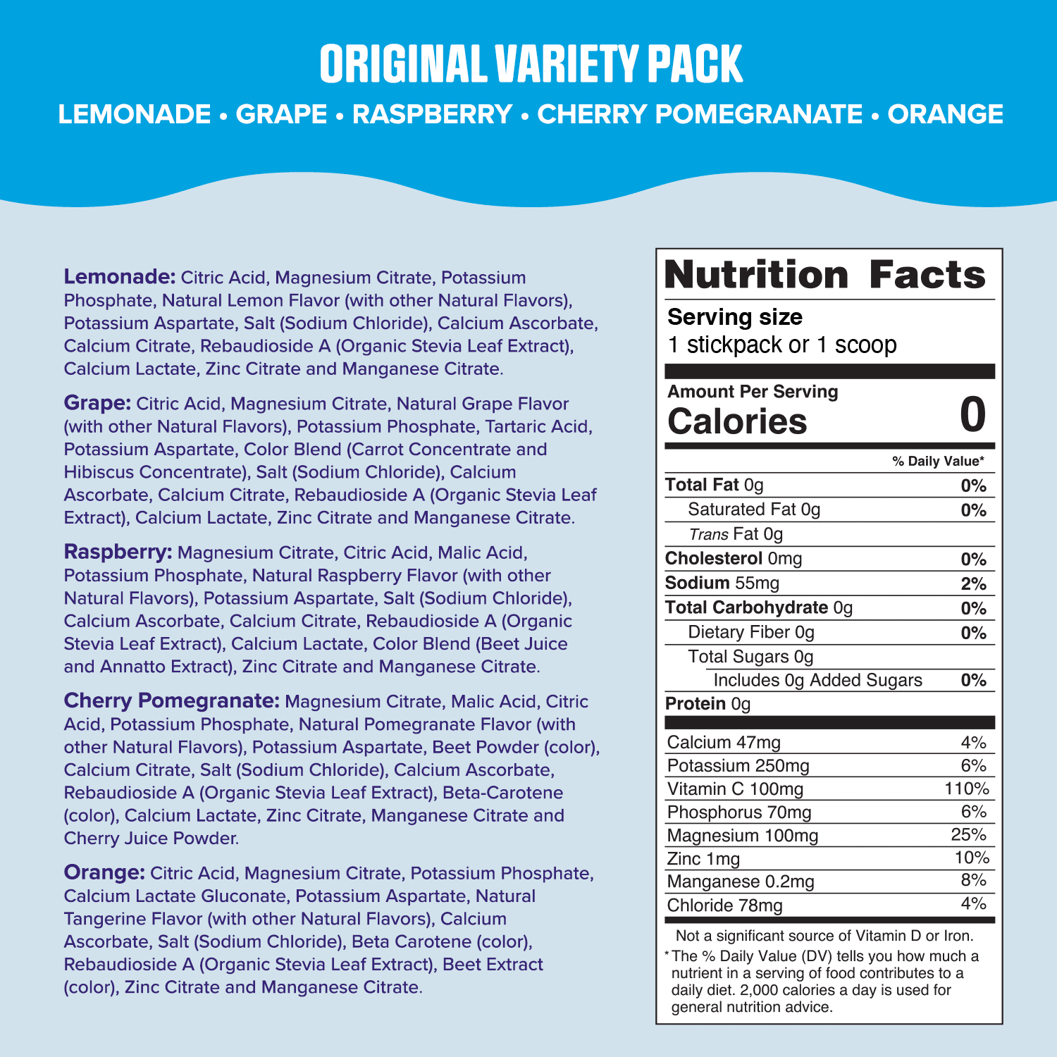 Ultima Replenisher, Electrolyte Drink Mix Packets, Sugar Free Daily Hydration Powder, Mocktini Variety Pack, 16 Count Stickpacks