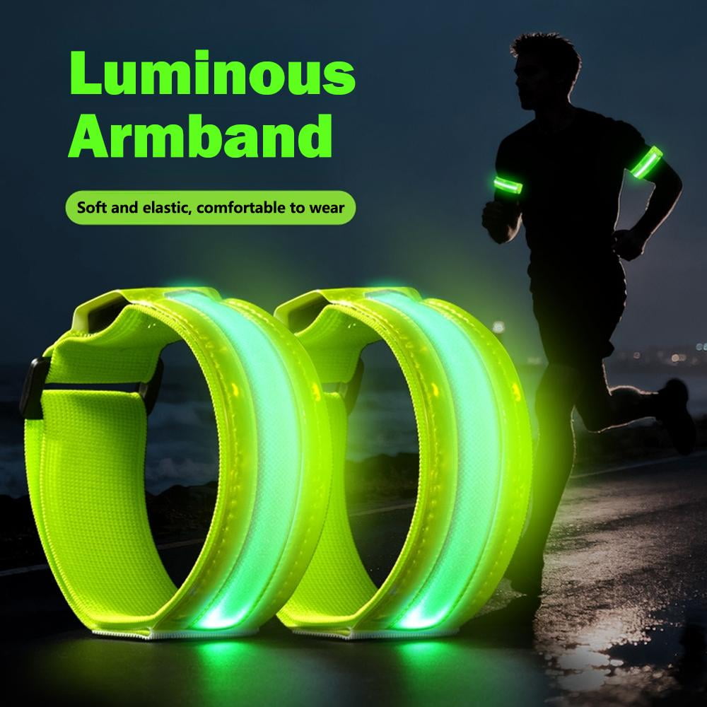 Rechargeable LED Armband 2-Pack, Running Lights for Runners, Light Up Arm Bands for Walking Running, Reflective Running Gear for Night Safety,6 Colors & 3 Modes & Adjustable Wristbands