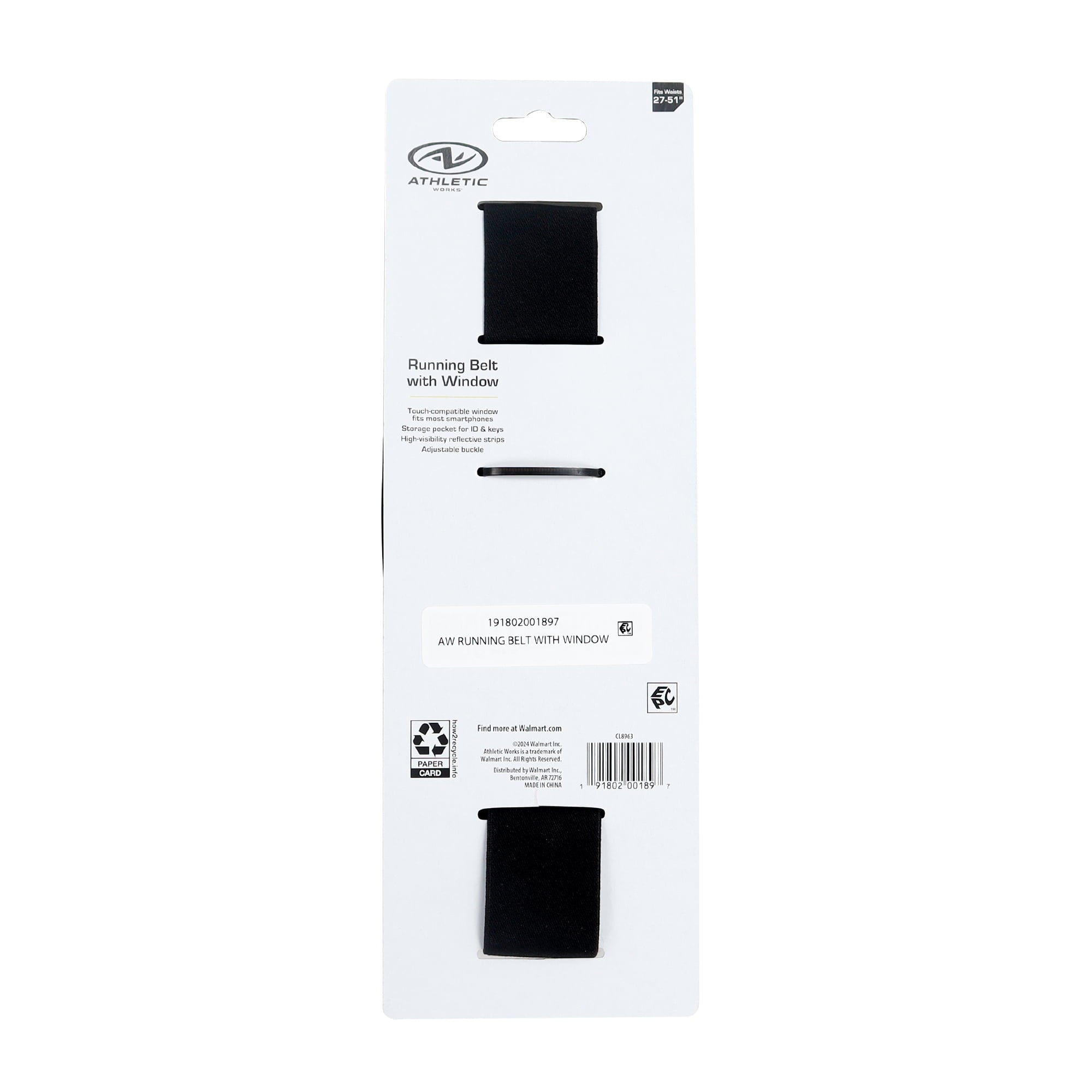 Athletic Works Running Belt with Window for Full - function Touchscreen Operation of Phone with Adjustable belt