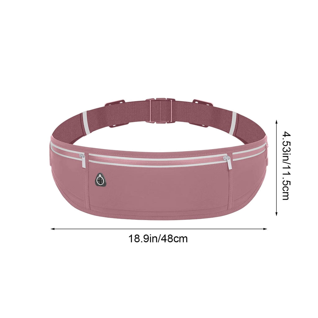 Waterproof Waist Bag Running Fanny Pack Sports Phone Pouch 18.9in with Reflective Strips Multi Pocket Adjustable Belt for Night Running Cycling Hiking Camping Gym Outdoor Sports Travel Accessories