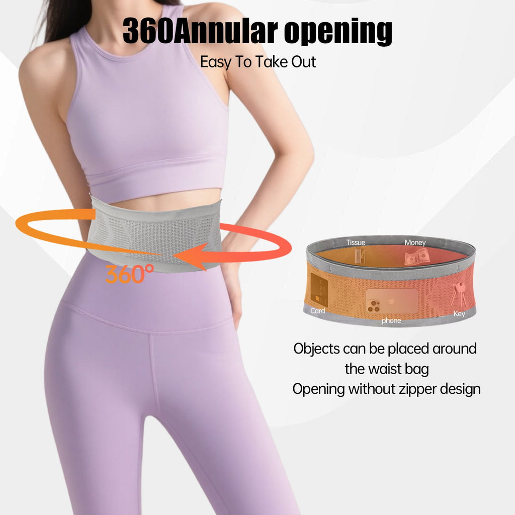 Running Belt for Women 360° Flip Belt - Nylon 3D Mesh Expandable Runners Belt for Gym Hiking