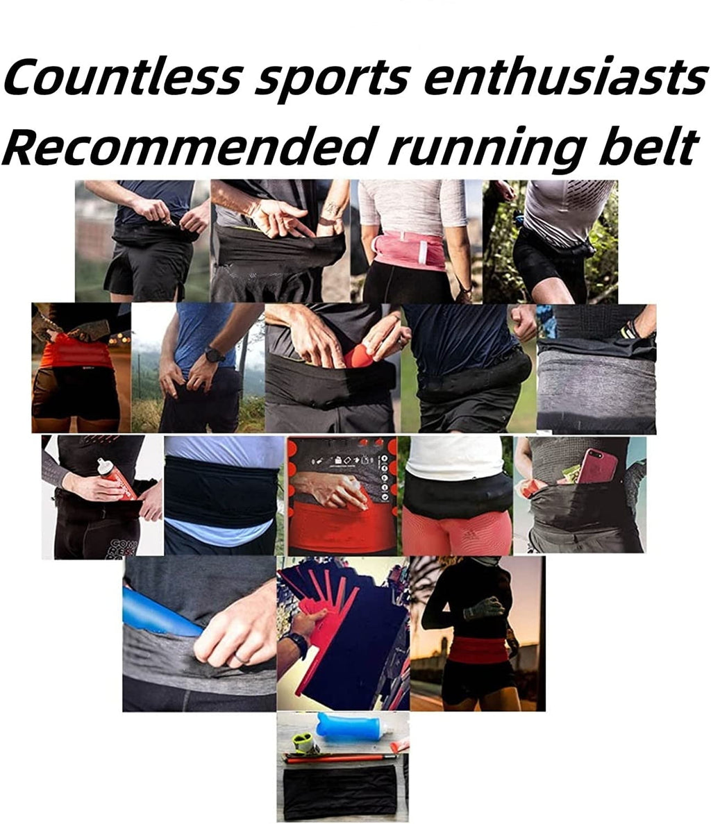 Scheam Slim Running Belt | Travel Money Belt | Waist Bag | Running Waist Pack | Slim Fanny Pack for Running | Hidden Pockets for Travel (Black, m)