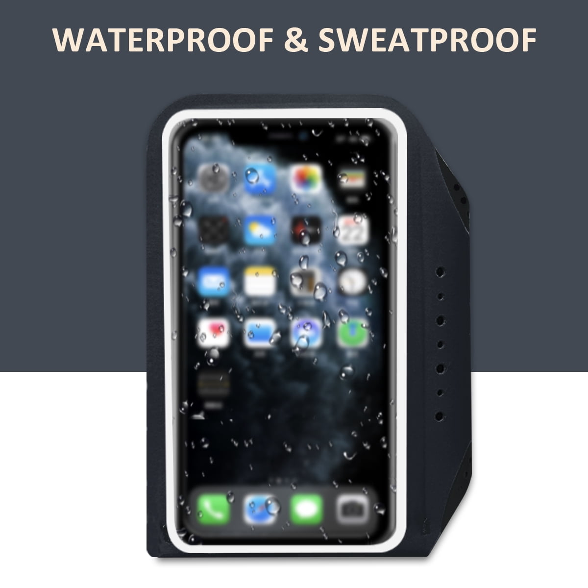 MATEPROX Sweatproof Cell Phone Armband, Running Phone Holder for iPhone 16 15 14 13 Pro XR SE S22 S24, Black