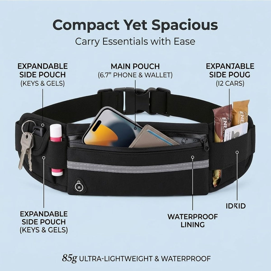 Anti-Theft Invisible Waist Bag，Equipped With Reflective Strips, This High-Capacity, Waterproof, and Adjustable Accessory Is Designed Specifically for Outdoor Running.