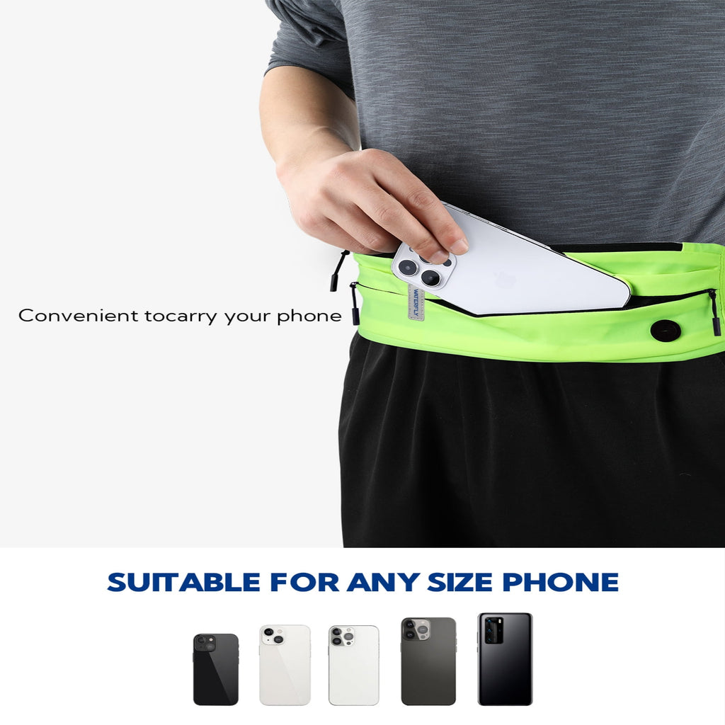 WATERFLY Unisex Adjustable Non-Slip Jogging Exercise Fitness Nylon Running Waist Belt,Black