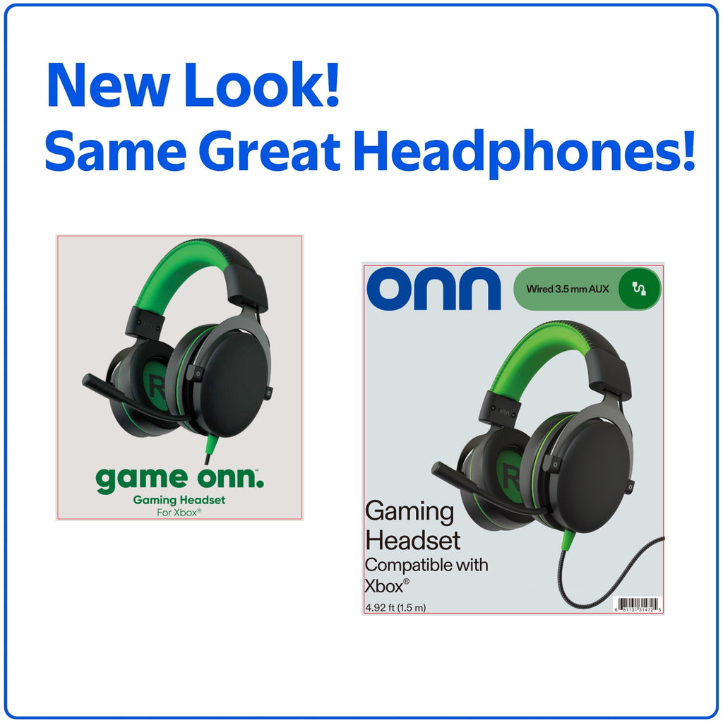 onn Wired Gaming Headset Compatible with PlayStation, Black and Blue