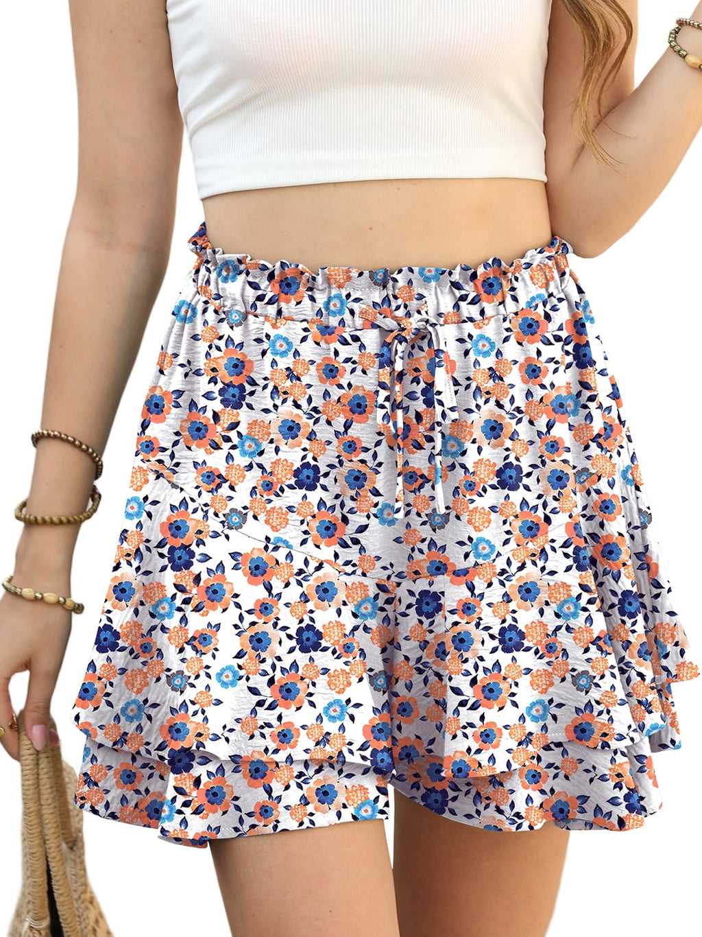 Cueply Flowy Shorts for Women Mini Tennis Skirt Ruffle Tiered Skorts Running Workout Sports Shorts