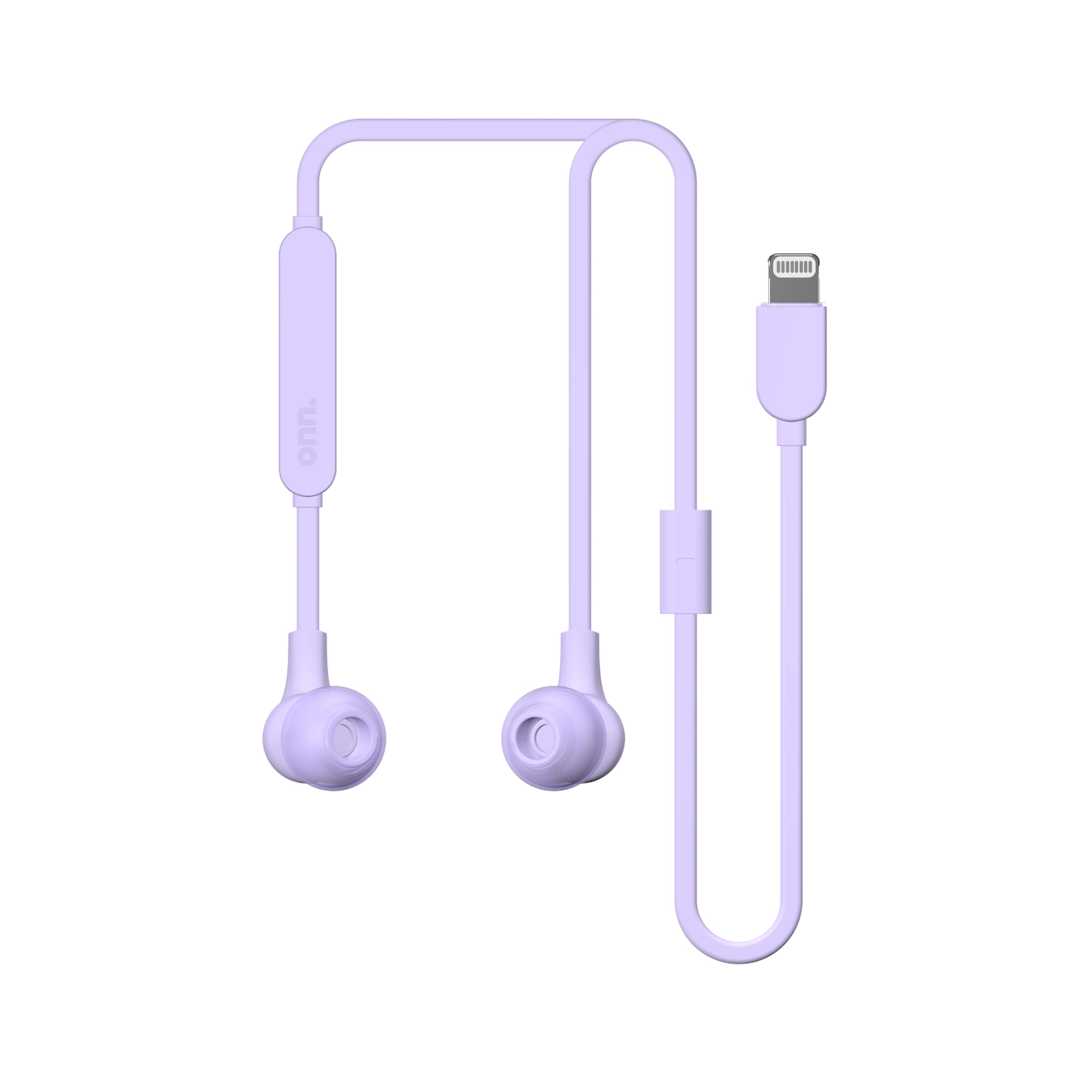 onn Earphones with Lightning Connector, Lilac