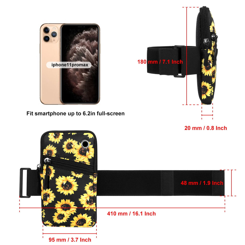 HAWEE Cell Phone Arm Bands Bag for Women Sports Running Pouch Hold Smartphone 6.28 Inches Full-screen, Colorful Flower