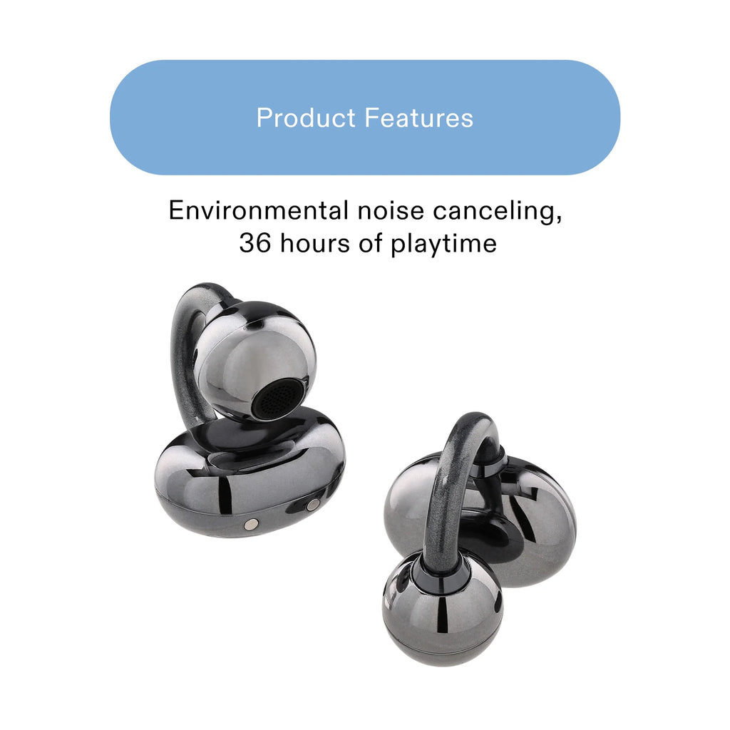 onn Nebulode Pro Open-Clip Wireless Earbuds, Blue