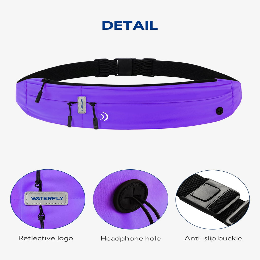 WATERFLY Unisex Adjustable Non-Slip Jogging Exercise Fitness Nylon Running Waist Belt,Black