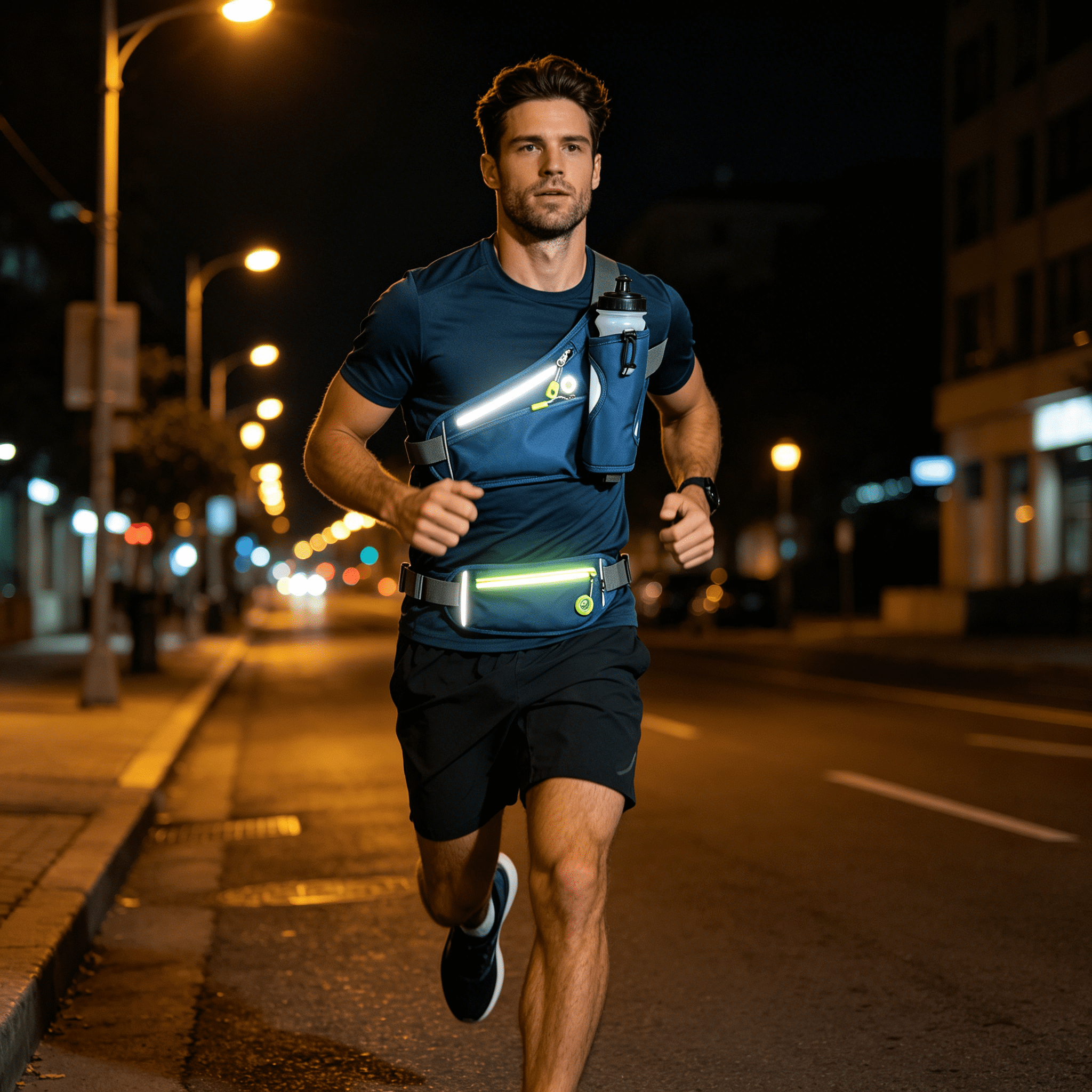 DESIGNICE 2026 New Running Belt Adjustable Fit Running Accessories Reflective Safety Tumbler Holder Dark Gray for Jogging Walking Cycling Fitness Outdoor Activities Night Runs Commuting