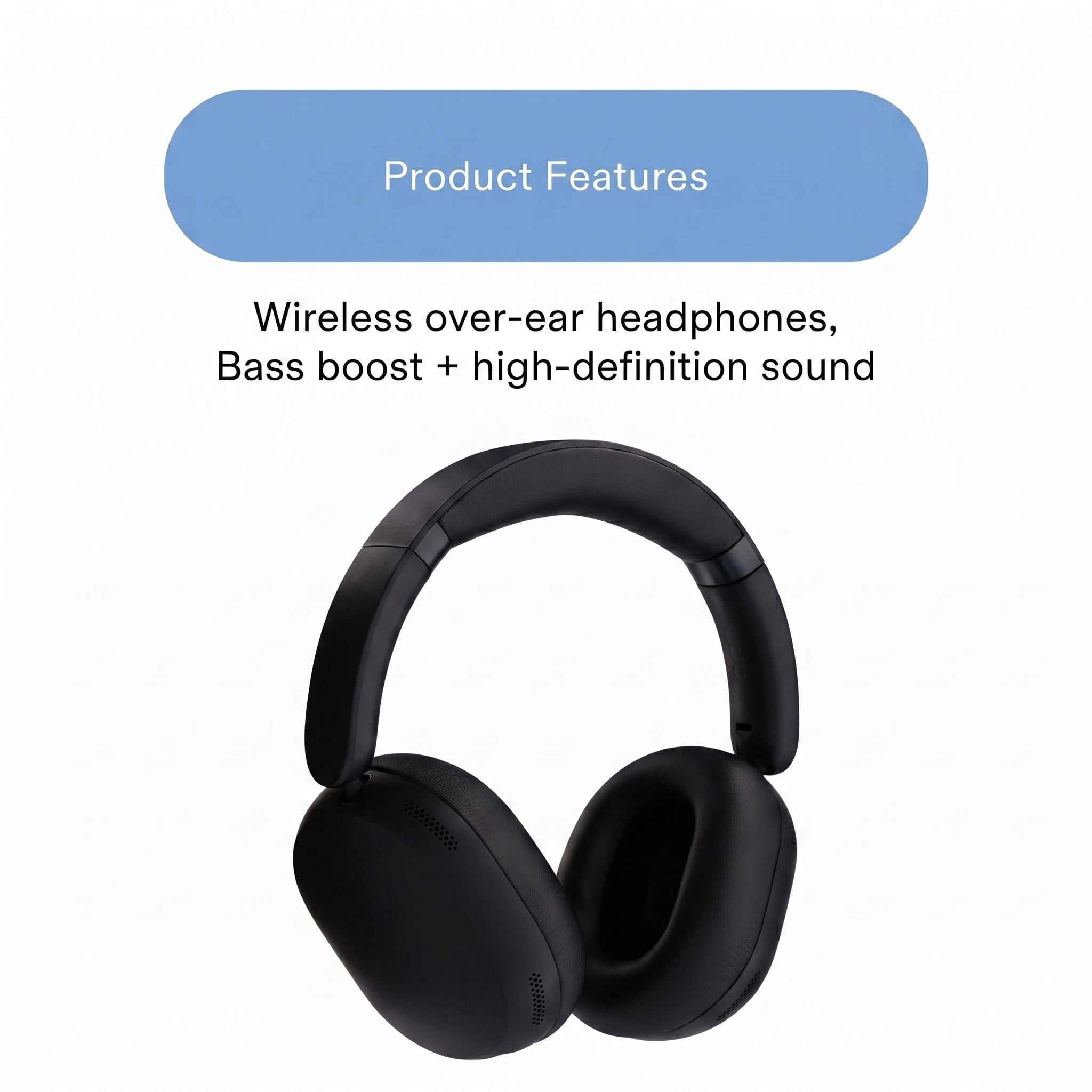 onn Hushbyte Wireless Over-Ear Headphones, Black